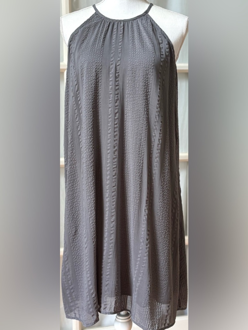 Cloth & Stone Anthropologie Tencel Swing Dress Gray Halter Flowy